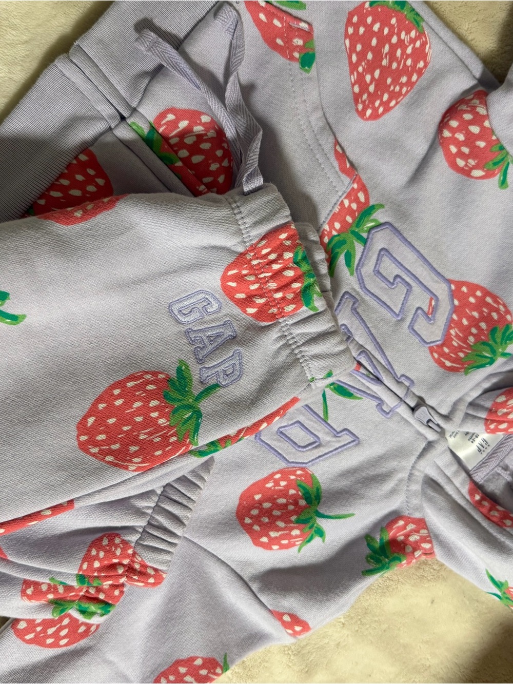 GAP Lavender Zip Hoodie with Red Strawberry Print